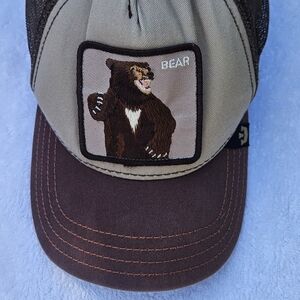 Goorin Bros Hat Brown Cap Grizzly Bear Logo Mesh Snapback Adjustable Trucker